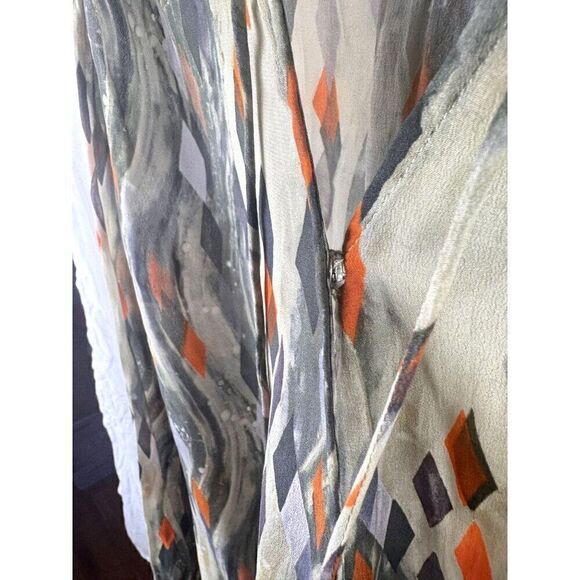 NWOT APNY Women's Abstract Diamond Print Sheer Long Sleeve Top Sz L - Picture 3 of 11